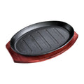 flameer Griddle Steak Fry Pan Plate, Teppanyaki Grill Iron with Bamboo Tray BBQ 12inch