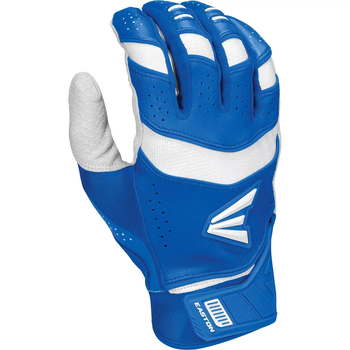 Easton Pro X Adult Baseball Batting Gloves Pair White | Royal Small