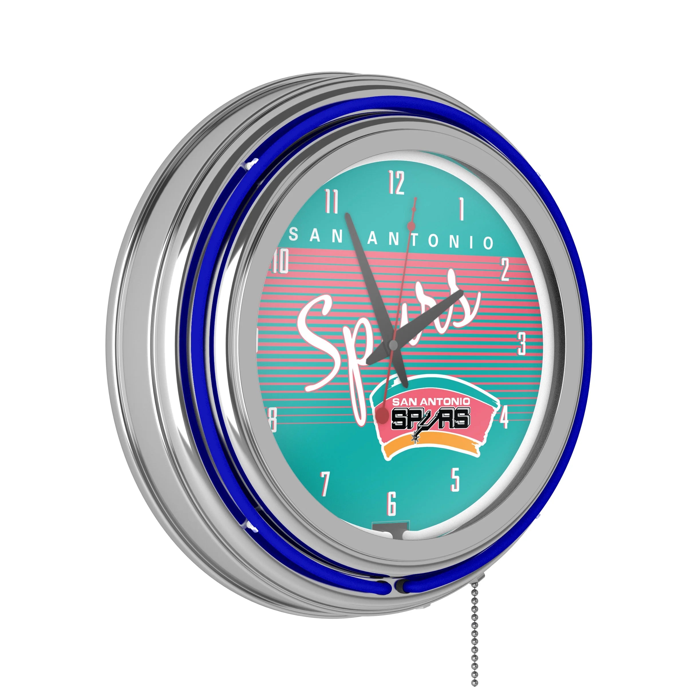 San Antonio Spurs Hardwood Classics NBA Chrome Neon Clock