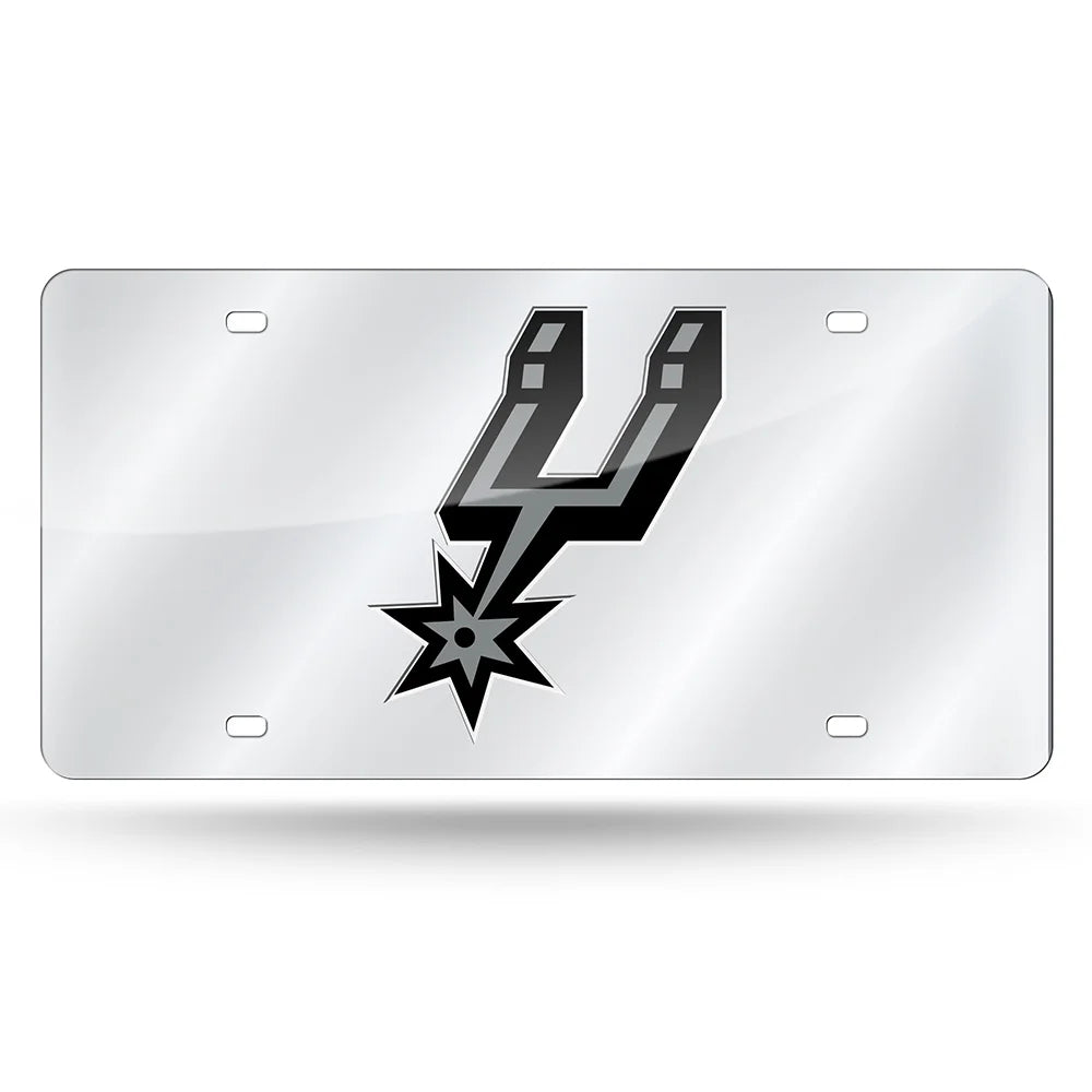 San Antonio Spurs Deluxe Mirrored Laser Cut License Plate