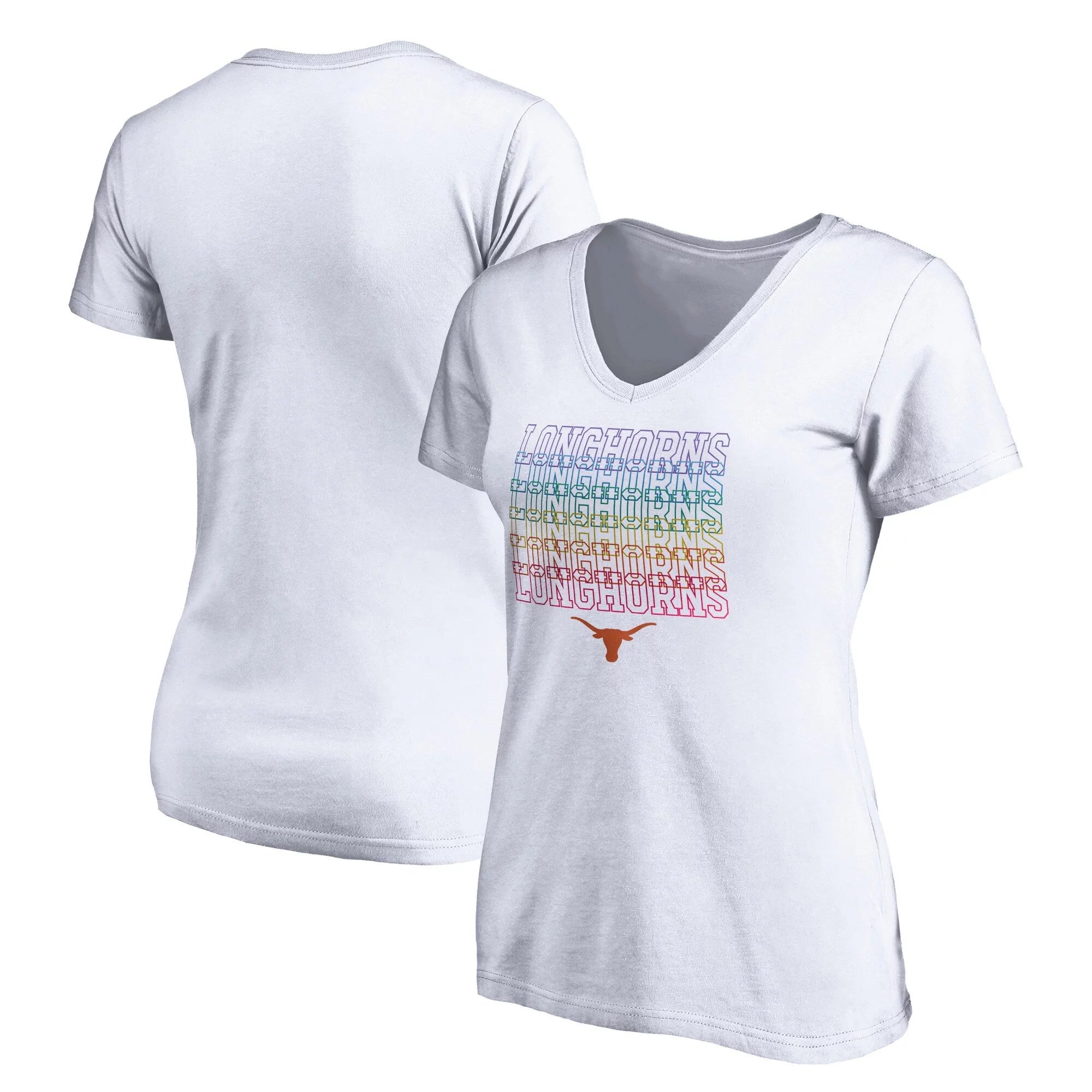 Women's Fanatics Branded White Texas Longhorns City Pride V-Neck T-Shirt