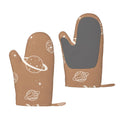 ZNDUO Kitchen Oven Gloves, Durable Heat Resistant Oven Gloves with Quilted Liner Non-Slip Textured Grip Perfect for BBQ, Baking, Cooking and Grilling, Brown Cartoon Space Planet