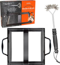 Himalayan Salt Block Holder & Wire Cleaning Brush- Safe & Easy Salt Slab Plate and Grilling Stone Cooking (8x8) - Grilling Accessories and Tools - Great for Fathers Day