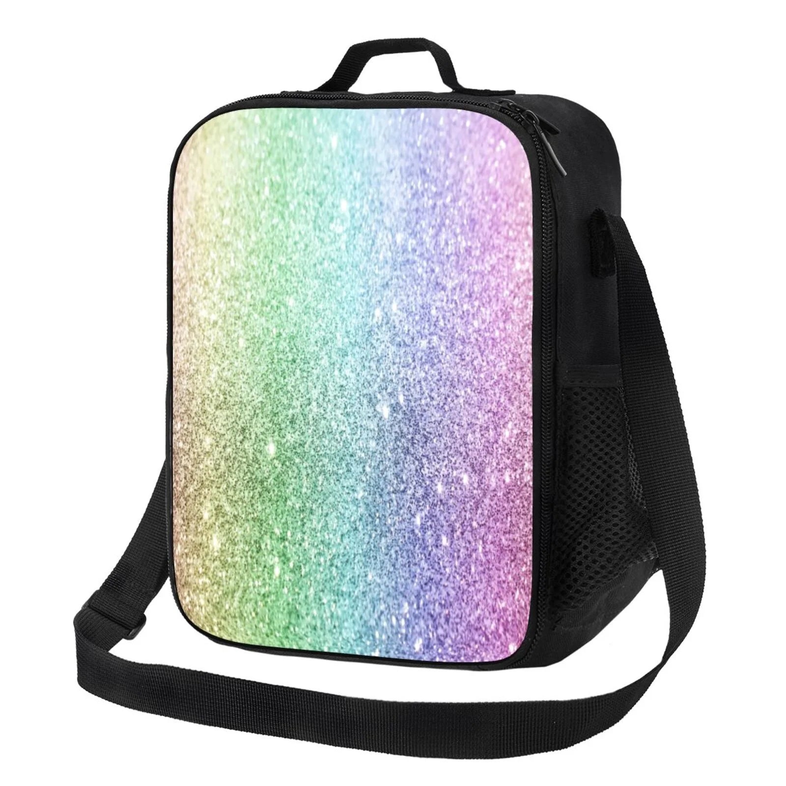 Bingfone Beautiful Glitter Reusable Insulated Lunch Bag Cooler For Work School Picnic Or Travel