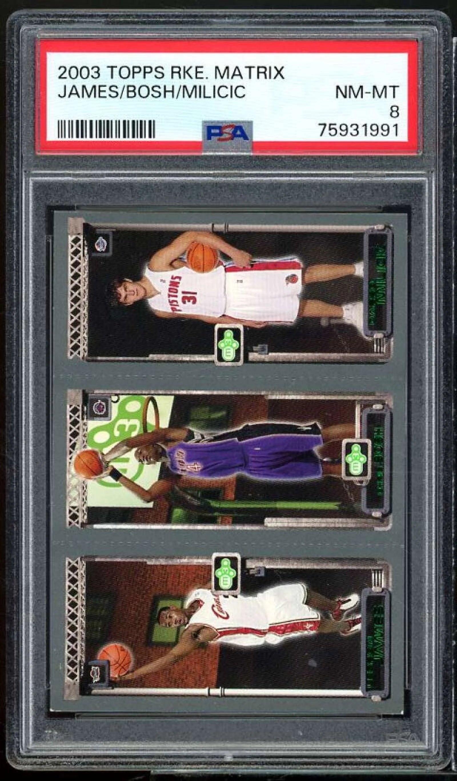 Bosh / Milicic / Lebron James Rookie Card 2003-04 Topps Matrix #111 PSA 8
