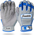 Franklin Sports MLB Batting Gloves - CFX Pro Adult Batting Gloves Pair - Baseball Softball Batting Gloves - Official MLB Baseball Batting Gloves Gray/Royal Adult Small