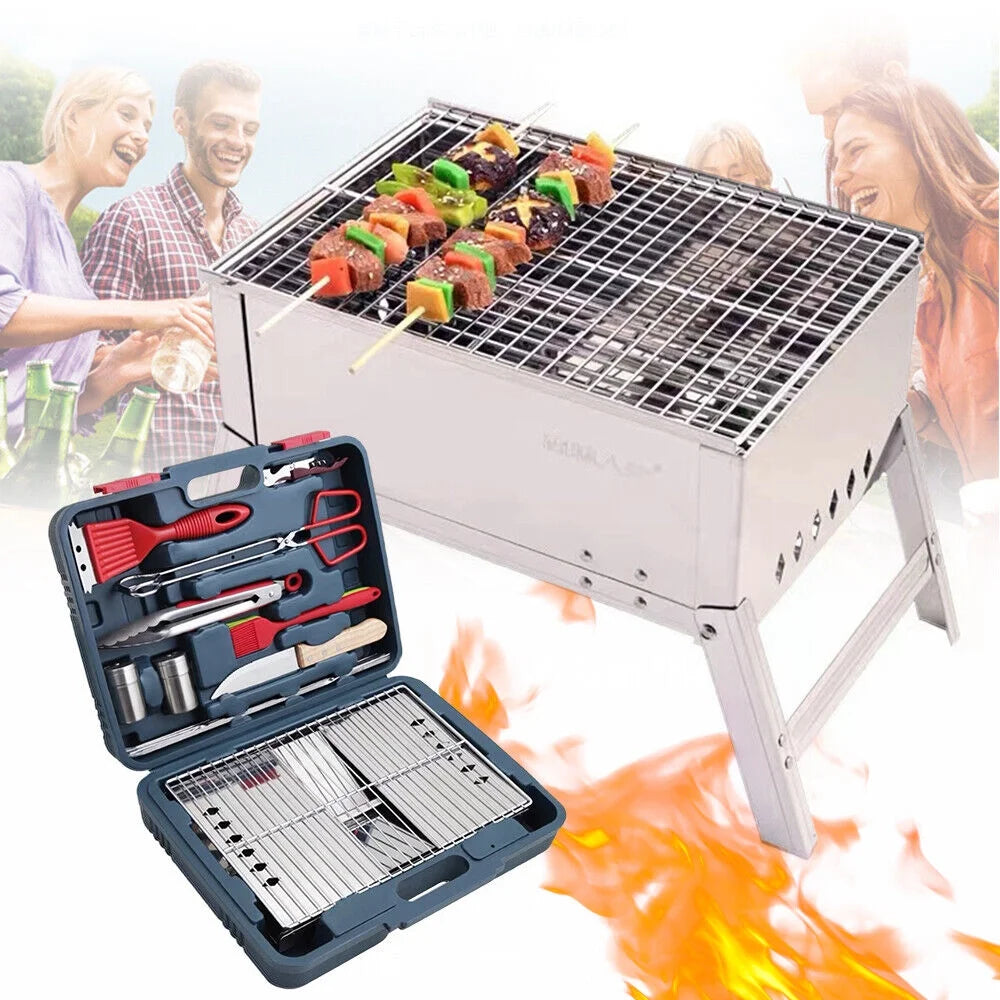 Portable Oven Set Outdoor Folding Barbecue Grill Hibachi Grill Charcoal Cooking