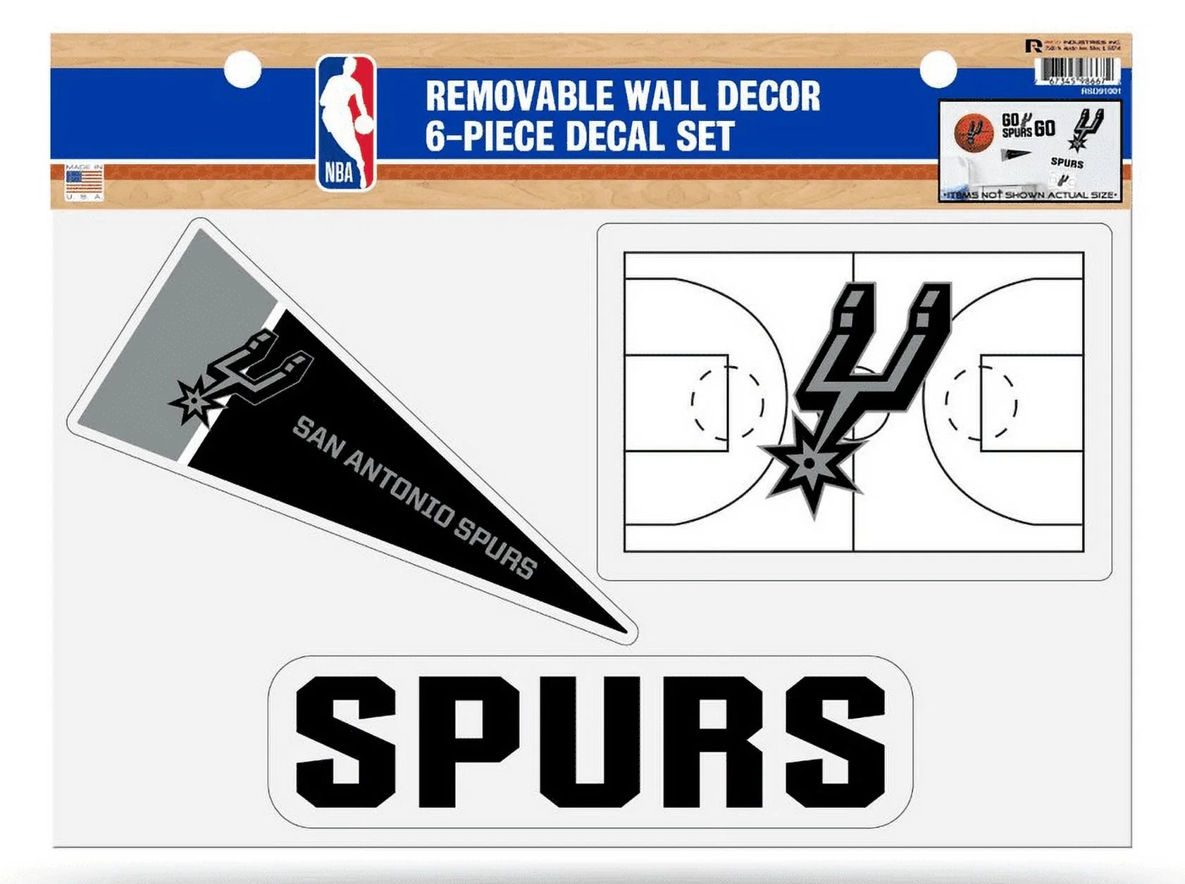 San Antonio Basketball Spurs (Set of 6) Individual Easy Peel Die-Cut Decal Stickers - Remove - Re-organize - Re-apply