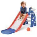 KORIMEFA Kids Slide for Indoor and Outdoor, Toddler Slide Climber Toy Set with Basketball and Ball Hoop for Age 1-3 Boys Girls, Blue