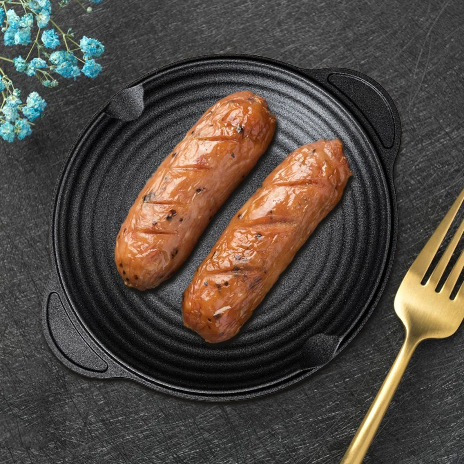 LOVIVER BBQ Grill Pan Barbecue Grill Plate High Temperature Resistant Frying Roasting Griddle Pan Grilling Pan for Indoor and Outdoor