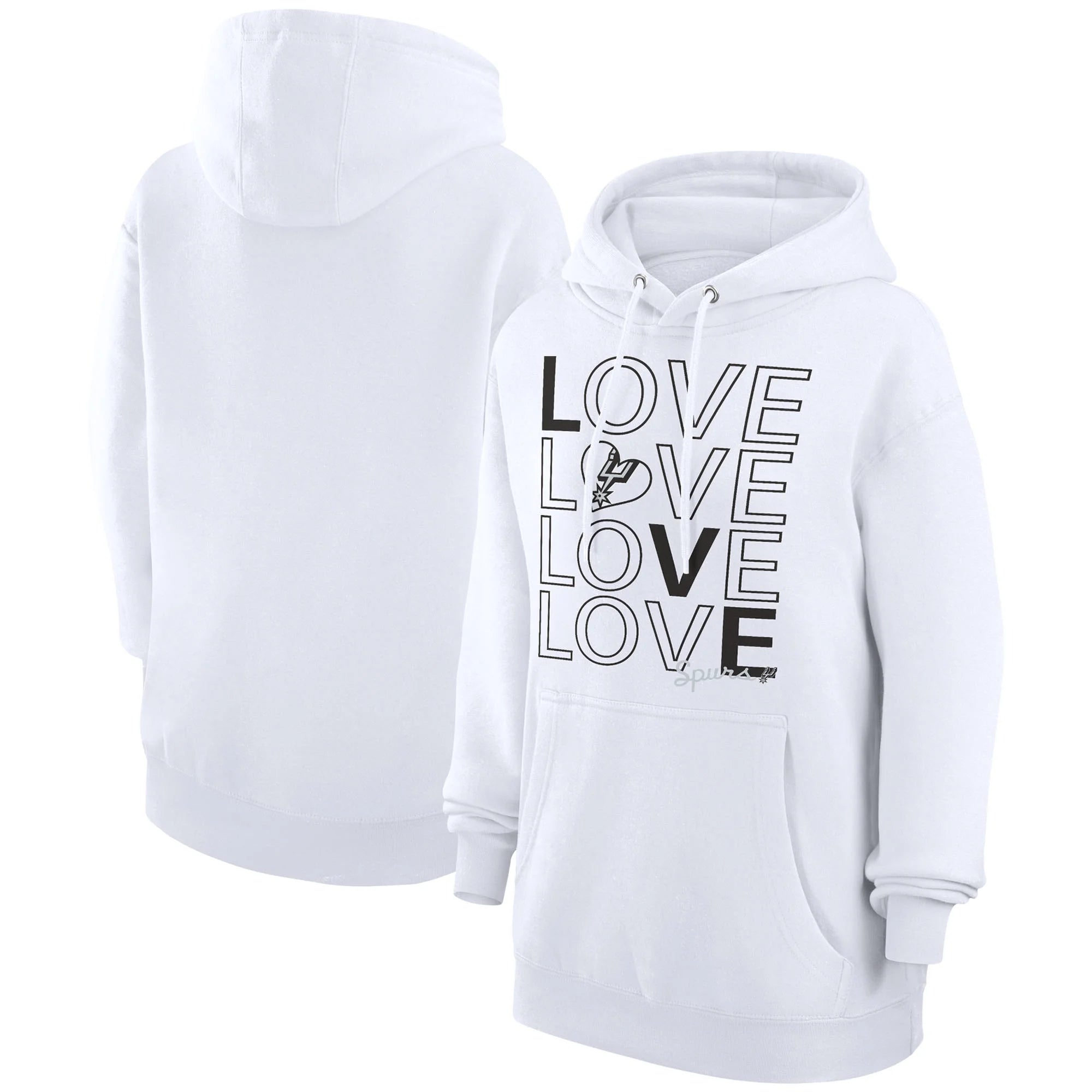Women's G-III 4Her by Carl Banks  White San Antonio Spurs Basketball Love Fleece Pullover Hoodie