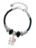 Delight Jewelry Love with Pink Softball Lil Sister Celtic Knot Leather Bead Bracelet, 7+2 Extender