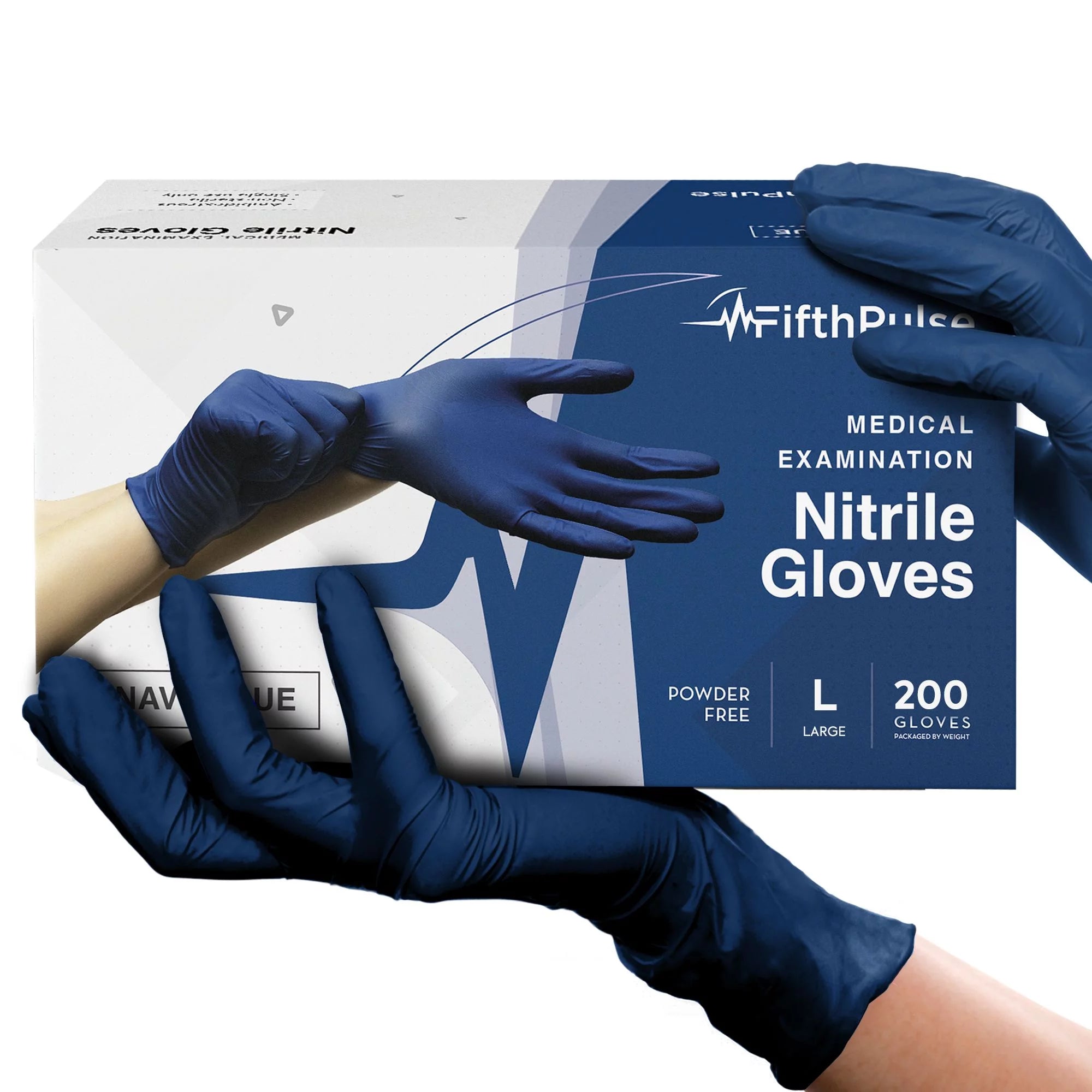 FifthPulse Navy Nitrile Disposable Gloves - 200 -L-Powder and Latex Free - Surgical Medical Gloves