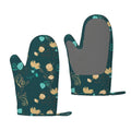 ZNDUO Kitchen Oven Gloves, Durable Heat Resistant Oven Gloves with Quilted Liner Non-Slip Textured Grip Perfect for BBQ, Baking, Cooking and Grilling, Green Vintage Flowers