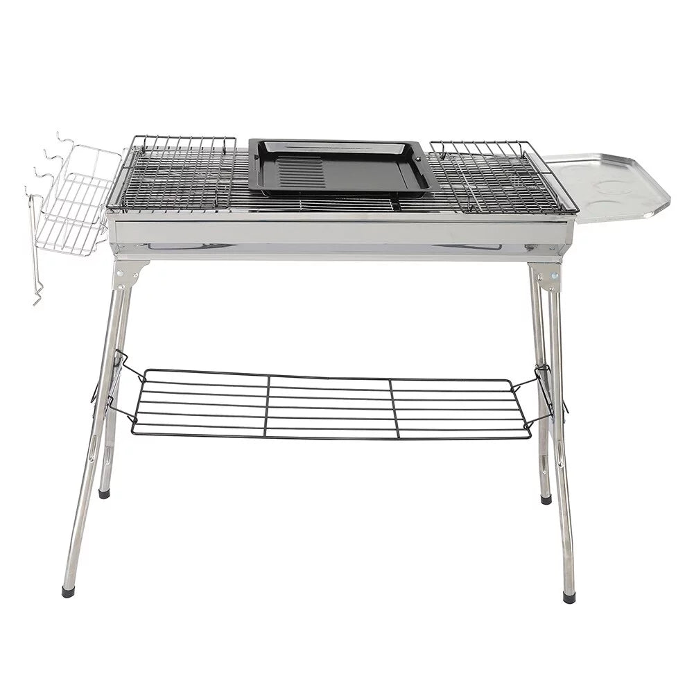 Portable Folding Charcoal BBQ Grill Stainless Steel Camp Picnic Cooker