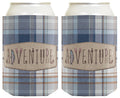 ThisWear Outdoor Gifts Adventure Word Art Camping Drinking Accessories 2-pack Can Coolie Drink Coolers Plaid