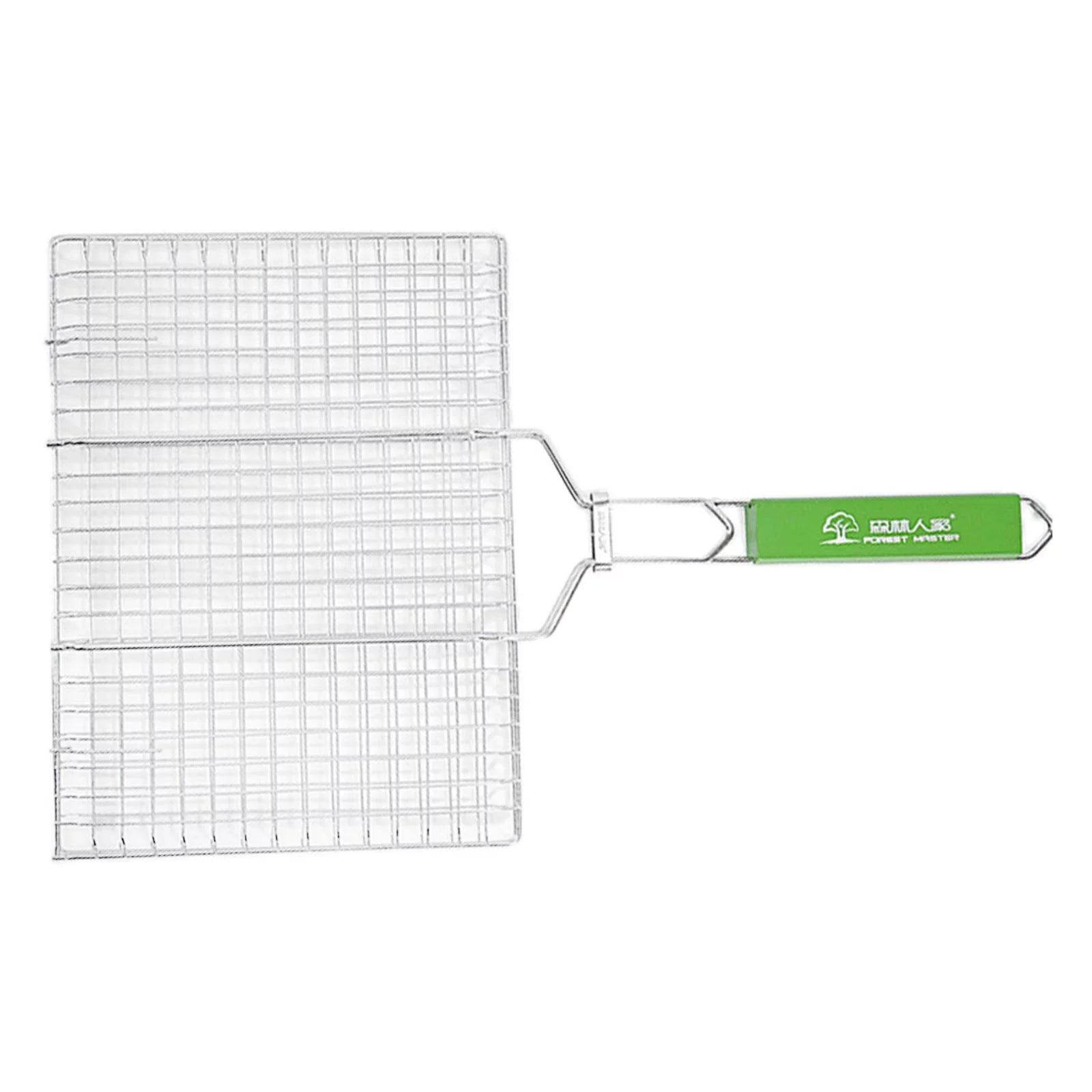 Stainless Steel Basket for Outdoor Camping BBQ Accessories Rack for Grilling Fish, Chicken, Meat, Steak, Vegetables, Kabobs,