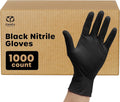 AUCHI Black Disposable Gloves 6 Mil. Chemical Resistance, Latex & Powder Free, Textured Fingertips Gloves