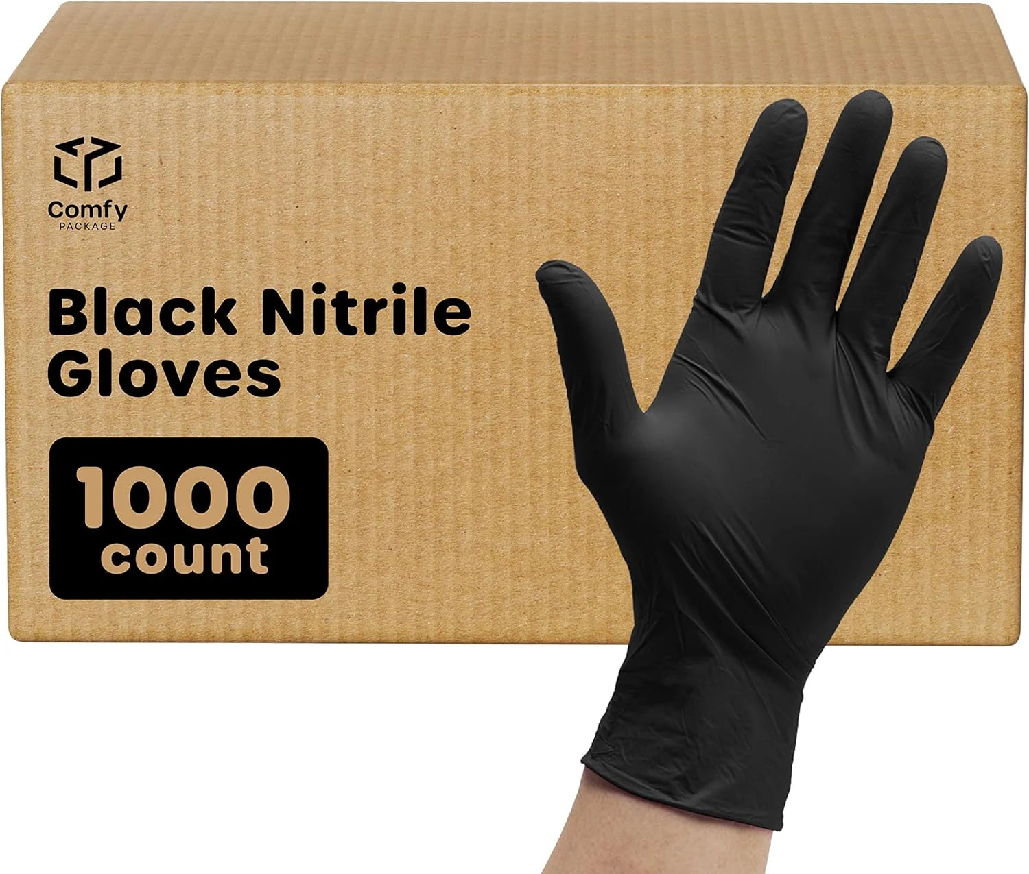 AUCHI Black  Disposable Gloves 6 Mil. Chemical Resistance, Latex & Powder Free, Textured Fingertips Gloves