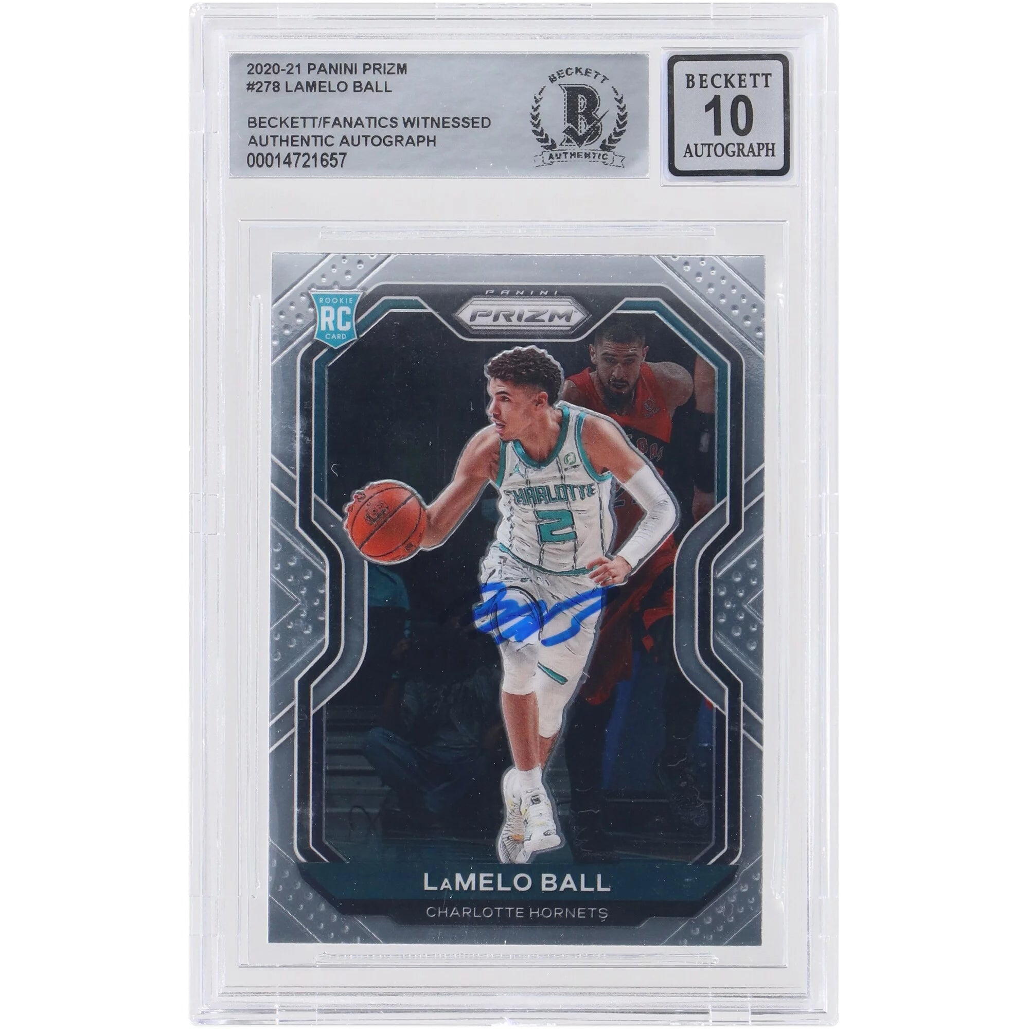 LaMelo Ball Charlotte Hornets Autographed 2020-21 Panini Prizm #278 Beckett Fanatics Witnessed Authenticated 10 Rookie Card - Fanatics Authentic Certified