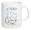 Love and the Beach Nautical White 15 ounce Porcelain Ceramic Coffee Mug