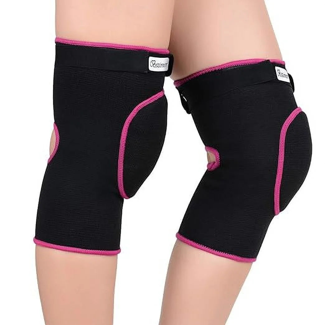 Bezioner Knee Pads Volleyball,Thick Sponge Anti-Slip,Dance Knee Pads for Women Yoga Basketball Football Youth Girls Black and Pink S