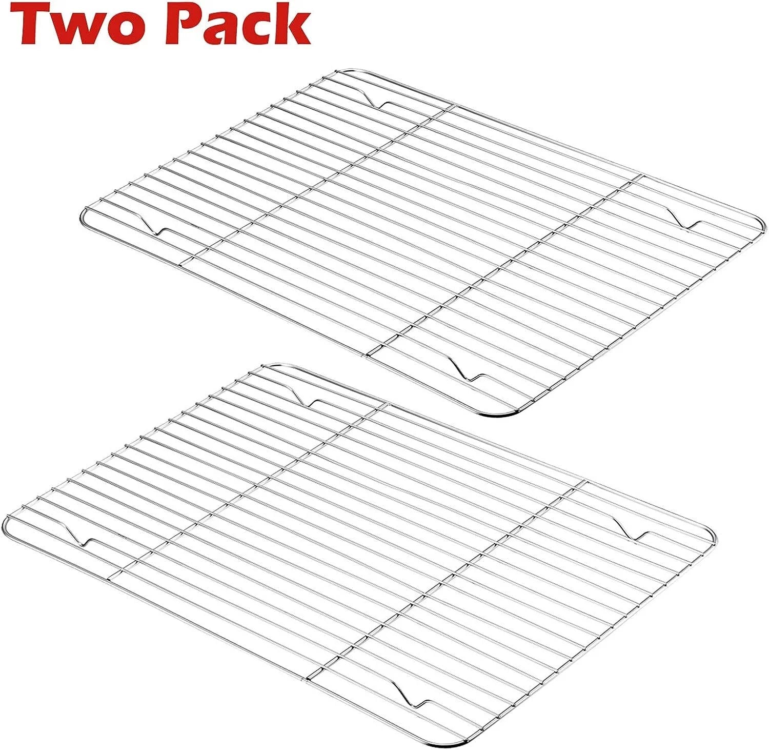 Cooling Rack Pack of 2, Stainless Steel Baking Racks, Heavy Duty Wire Rack Baking Rack for Baking Roasting Grilling Drying, Oven & Dishwasher Safe(15.2x11.1x0.6)