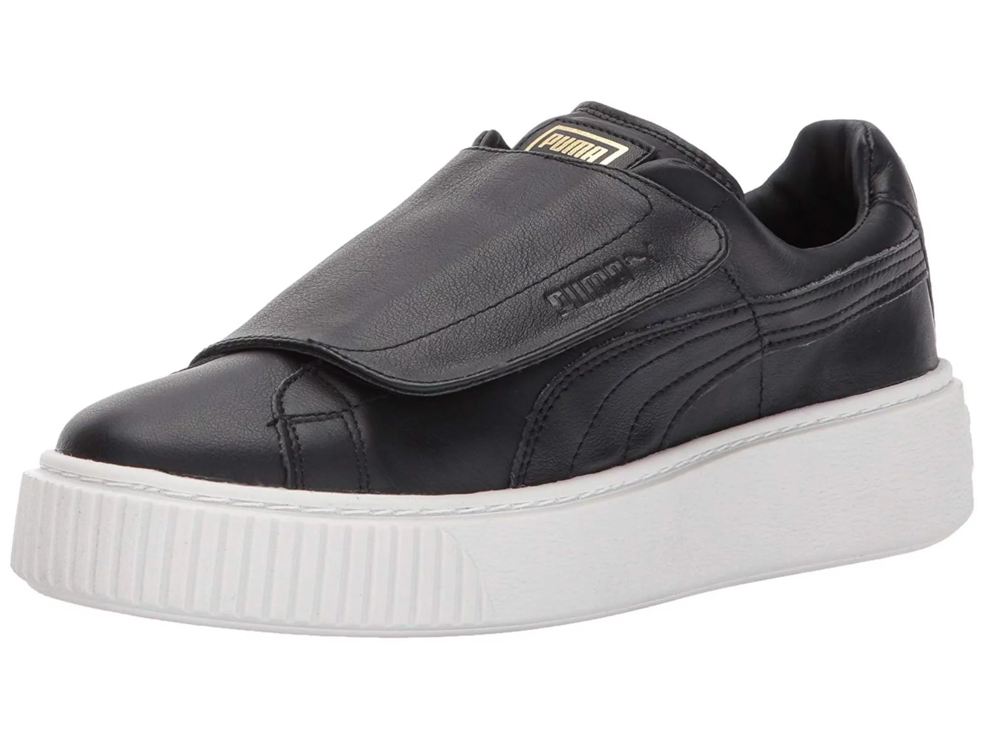 Puma Womens Basket Platform Strap Leather Low Top Pull On Fashion Sneakers