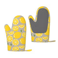 ZNDUO Kitchen Oven Gloves, Durable Heat Resistant Oven Gloves with Quilted Liner Non-Slip Textured Grip Perfect for BBQ, Baking, Cooking and Grilling, Yellow Lemon Seamless