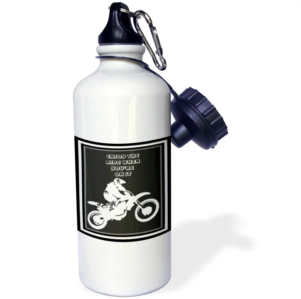 3dRose Enjoy The Ride- motocross, action, adrenaline, adventure sport, alternative, bike, off road, Sports Water Bottle, 21oz