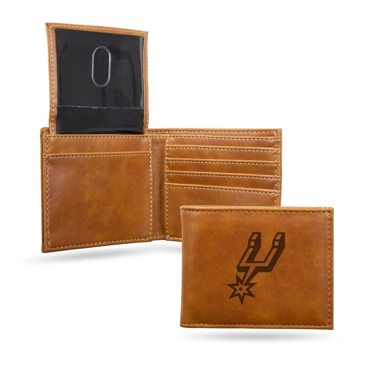 San Antonio Basketball Spurs Brown Bilfold Wallet with clear ID display