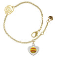 Delight Jewelry Silvertone Softball in Heart Gold-tone Rose Link Chain Bracelet, 6.25+1.75 Extender