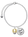 Delight Jewelry Goldtone Baseball/Softball Spinner - Domed Thank You Charm Bracelet, 6+2