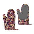 ZNDUO Kitchen Oven Gloves, Durable Heat Resistant Oven Gloves with Quilted Liner Non-Slip Textured Grip Perfect for BBQ, Baking, Cooking and Grilling, Vintage Rose Pattern