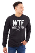 WTF Where's the Fish Fisherman Funny Men's Long Sleeve Tee T Shirt Brisco Brands S