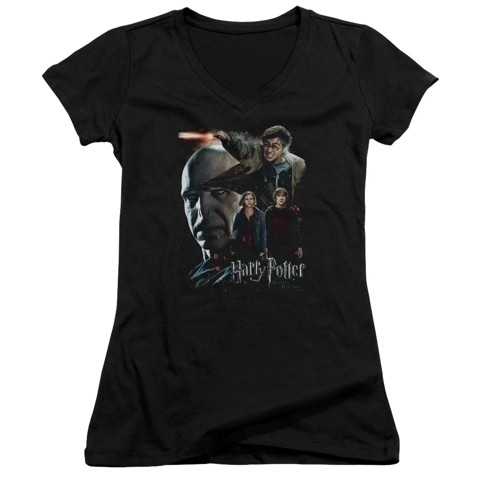 Harry Potter - Final Fight - Juniors Cap Sleeve V-Neck Shirt - Small