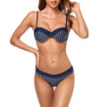 SZXZYGS Swimsuit Women Two Piece Women Fashion Casual French Threepoint Striped Printed Bikini Low Rise Swimsuit 2024