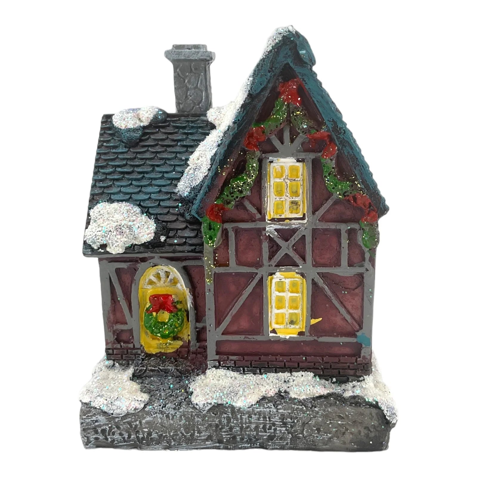 Battery Operated LED Illuminated Village Christmas Barn with Snow Figurine