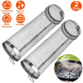 Rolling Grilling Basket - iMounTEK 2PCS Portable Grill Baskets for Outdoor Grill , Round Stainless Steel BBQ Grill Mesh, Camping Barbecue Rack for Fish, Vegetables, Fries(3.42x3.42x11.61in)