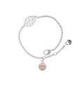 Delight Jewelry Silvertone Mini Pink Softball or Baseball - Silvertone Leaf Delicate Bracelet, 6.25+1.75