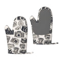 ZNDUO Kitchen Oven Gloves, Durable Heat Resistant Oven Gloves with Quilted Liner Non-Slip Textured Grip Perfect for BBQ, Baking, Cooking and Grilling, Vintage Cartoon Camera