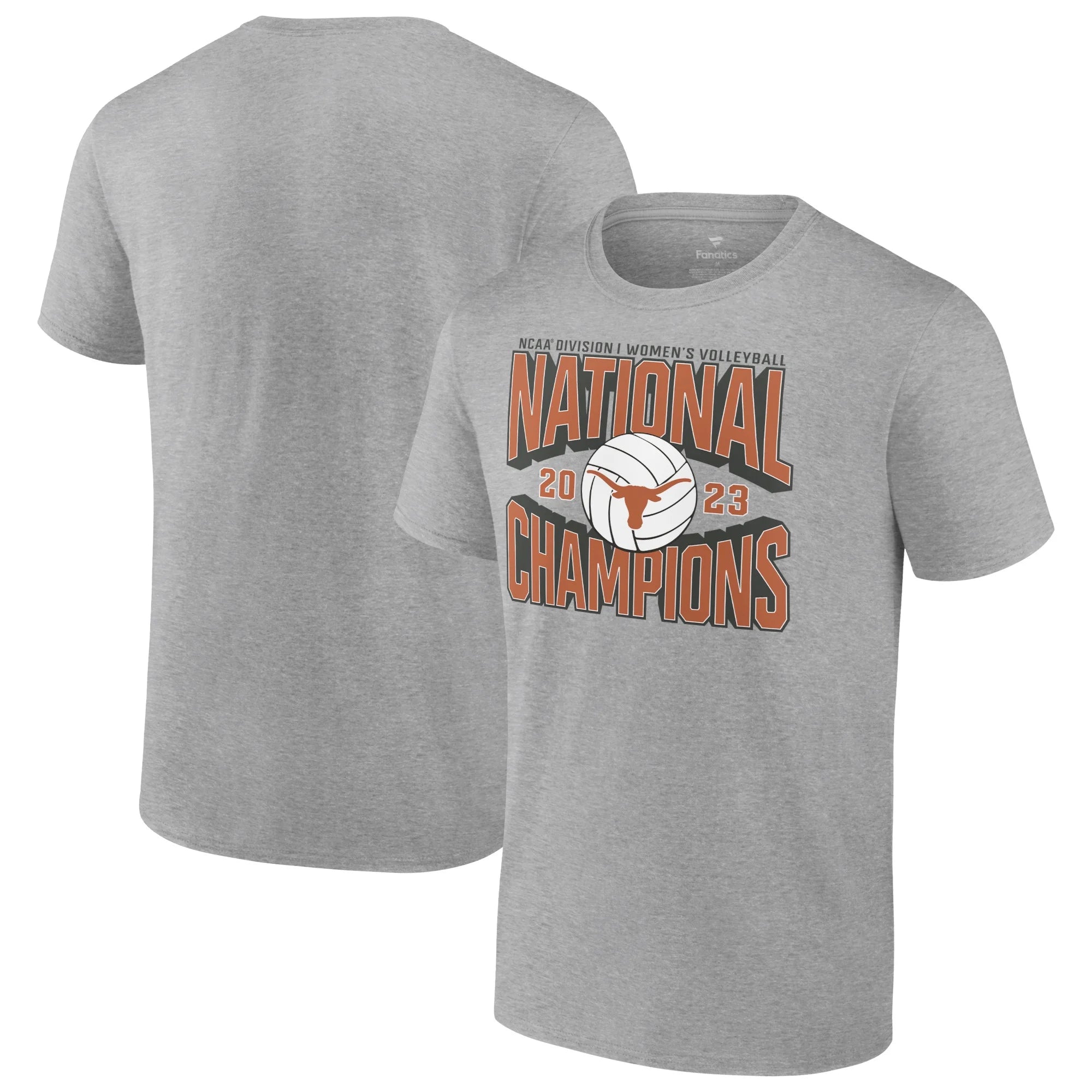 Men's Fanatics Branded  Heather Gray Texas Longhorns 2023 NCAA Women's Volleyball National Champions T-Shirt