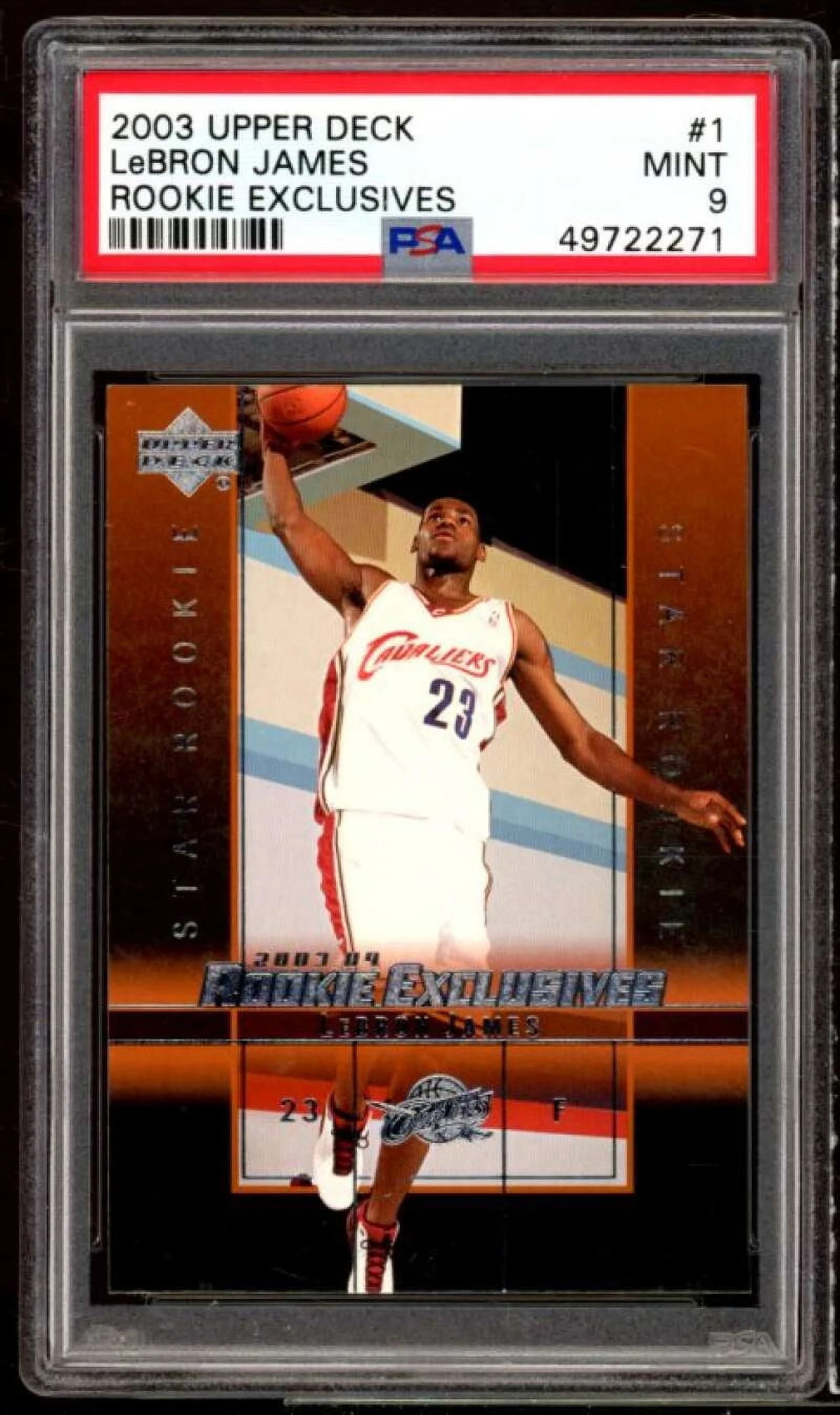 Lebron James Rookie Card 2003-04 Upper Deck Rookie Exclusives #1 PSA 9