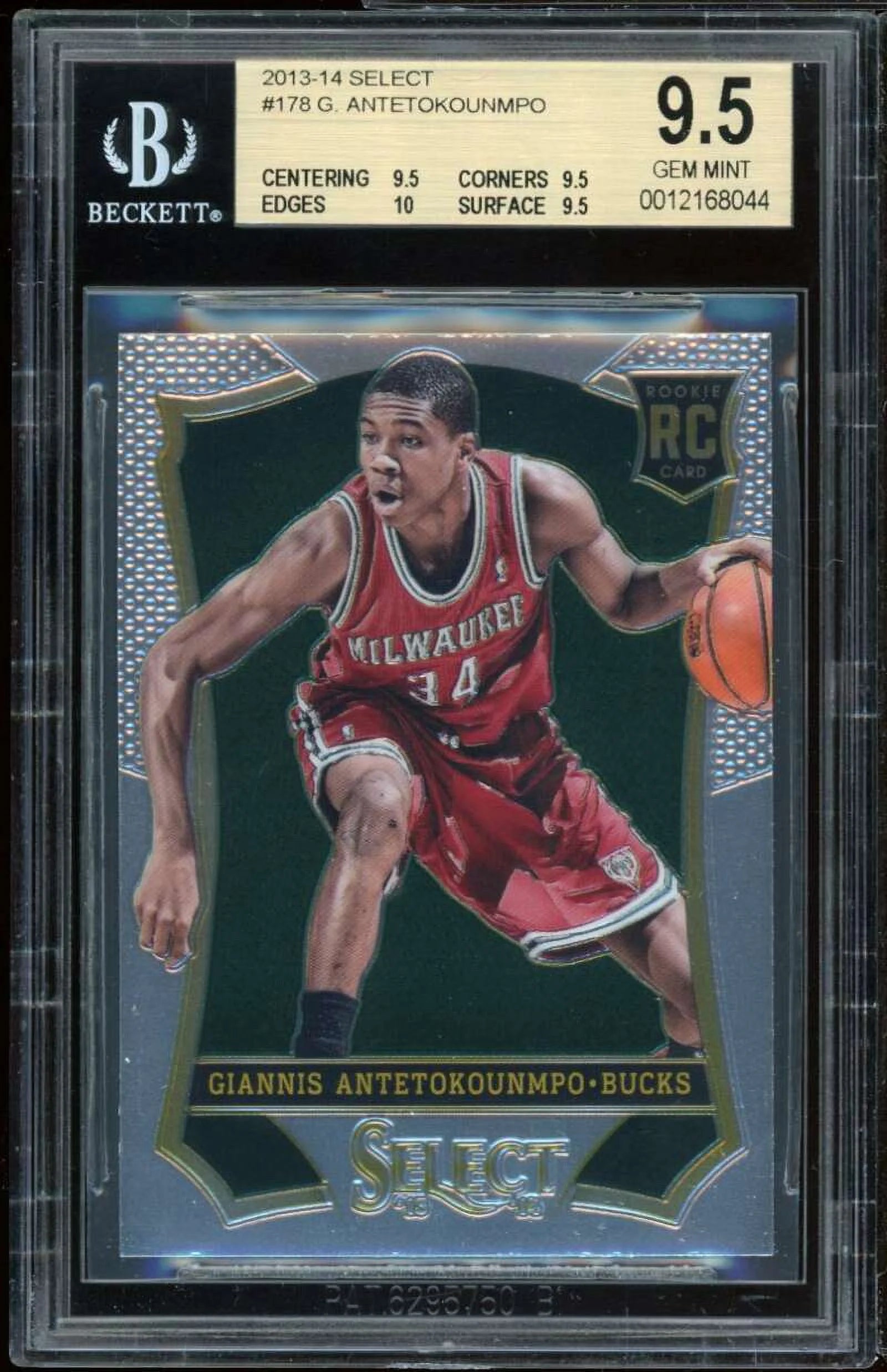 Giannis Antetokounmpo Rookie Card 2013-14 Select #178 BGS 9.5 (9.5 9.5 10 9.5)