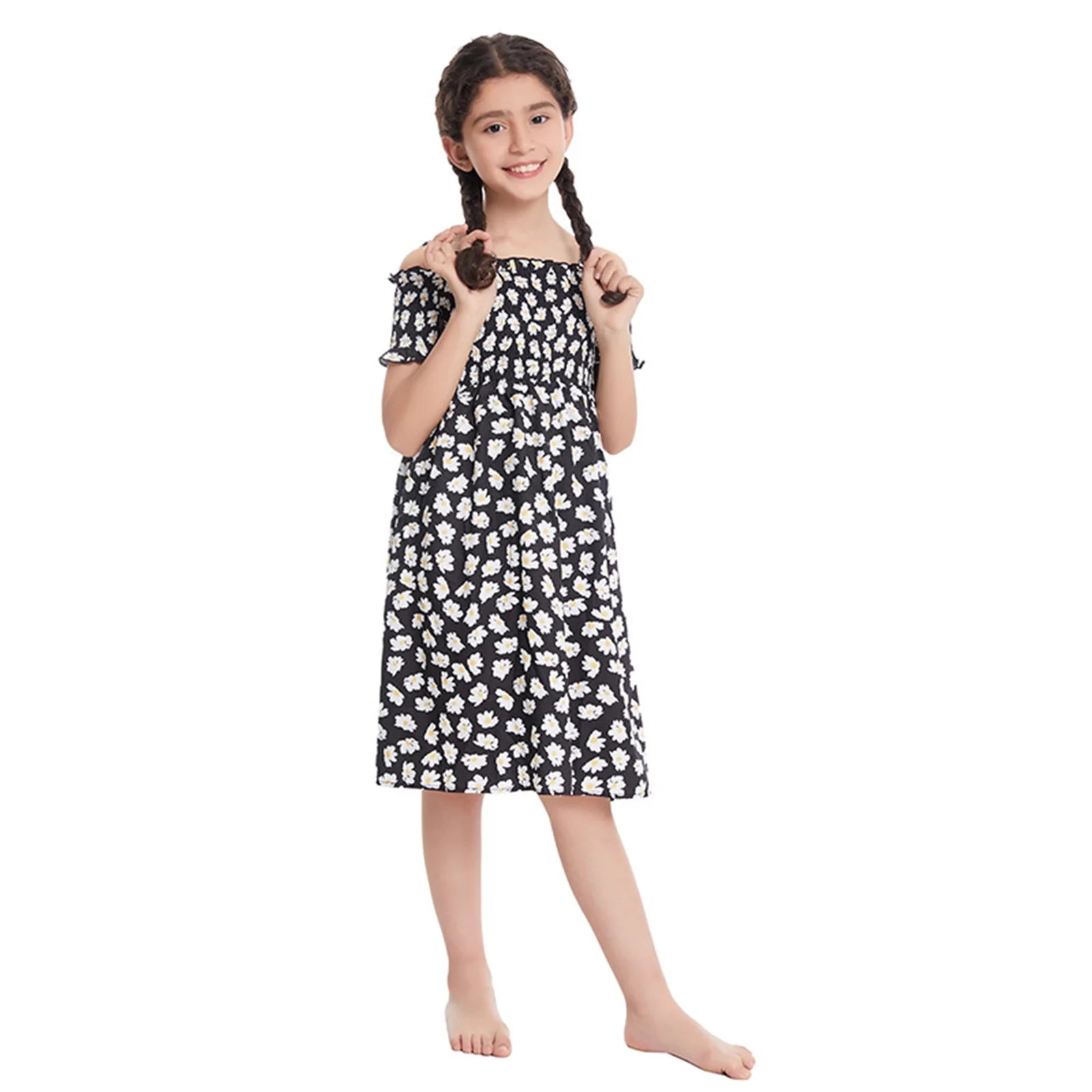 WILLBEST Dress Children'S Skirt Summer Neckline Small Slip Skirt Girls Floral Dress French Fress