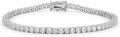 925 Italian Sterling Silver 3mm Tennis Bracelet, Iced Out Round Cut CZ Cubic Zirconia Rhodium Plated Link Chain, Giorgio Bergamo 8.5