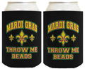 ThisWear Mardi Gras Party Supplies Mardi Gras Throw Me Beads 2-pack Can Coolies Drink Coolers Multi