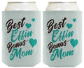 ThisWear Adoptive Mom Gifts for Women Best Effin Bon-s Mom Ever Teal Hearts 2-Pack Can Coolies Drink Coolers Teal Hearts