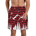 Kll Christmas Tree Buffalo Plaid Men'S Casual Summer Beach Shorts Hawaiian Shorts With Pockets-Small