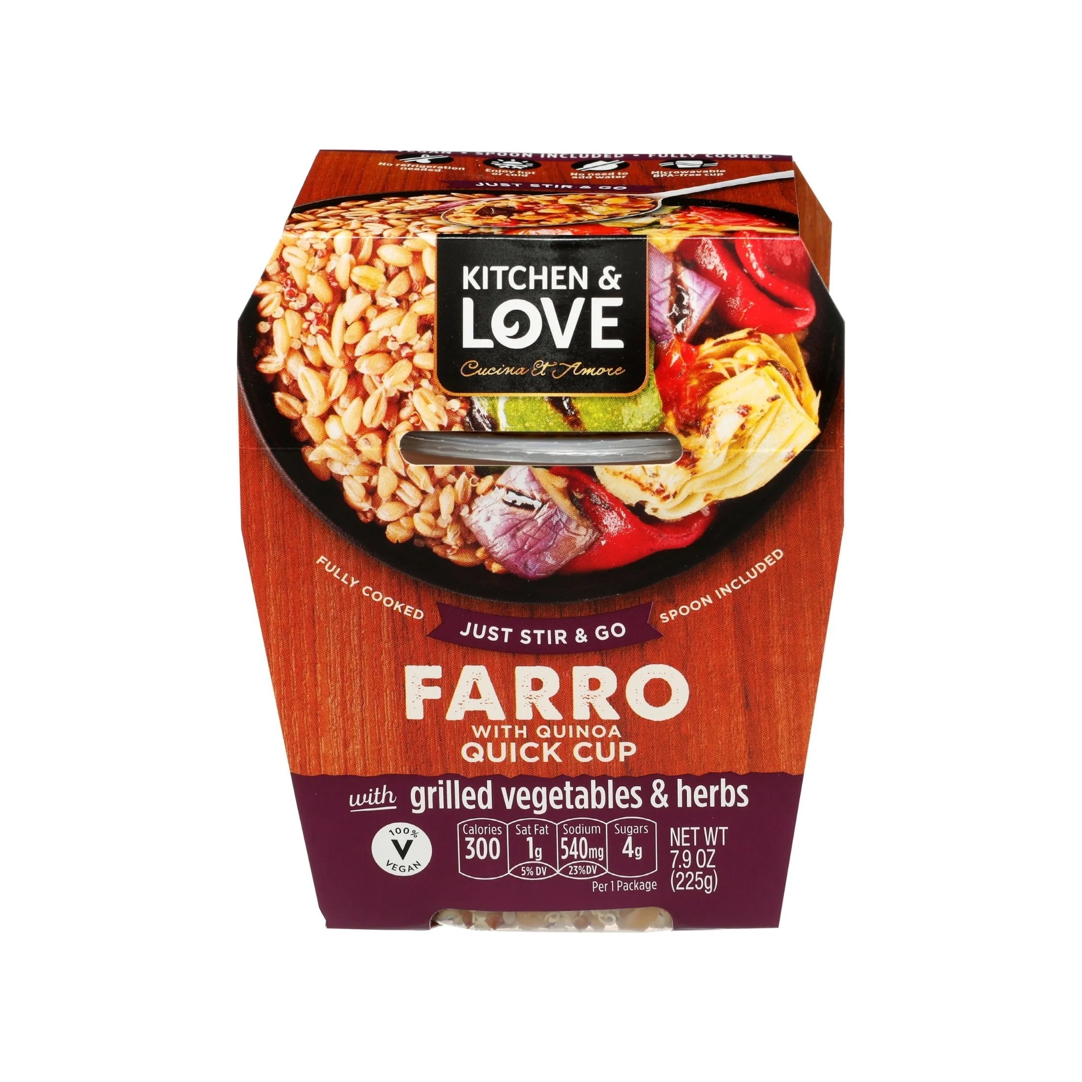 Kitchen & Love - Farro Quick Meal Grilled Vegetables & Herbs -7.9oz